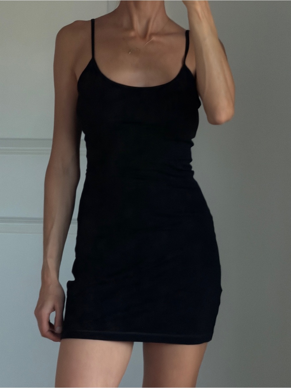 Aritzia TNA Chill Black Contour Mini Dress Size S